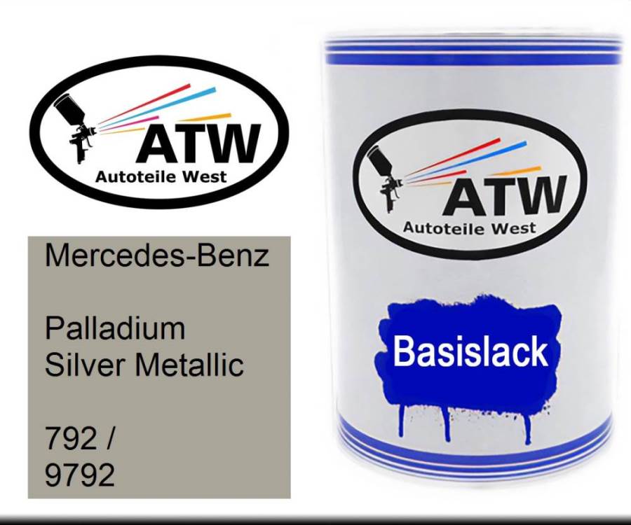 Mercedes-Benz, Palladium Silver Metallic, 792 / 9792: 500ml Lackdose, von ATW Autoteile West.